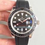 AR Factory Rolex Yacht Master 116655 Black Dial Black Rubber Strap Watch